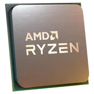 AMD Ryzen™ 7 5800X3D 8-Core, 16-Thread Desktop Processor with AMD 3D V-Cache™ Technology 13 Close up of an AMD Ryzen 7 5700X3D 8-Core processor showing the heat spreader and logo.