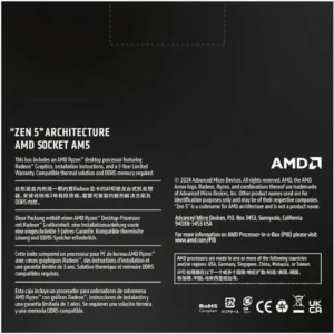 High-definition flat view of the AMD Ryzen 7 9700X box back detailing Zen 5 architecture and DDR5 support.
