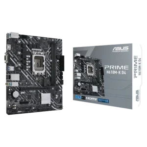ASUS Prime H610M-K D4 Intel LGA 1700 micro-ATX motherboard with retail packaging.