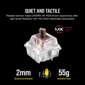 Technical diagram of the Cherry MX RGB Brown tactile mechanical switch option.