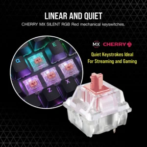 Cherry MX Silent Red linear and quiet mechanical keyswitches.