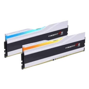 Two sticks of G.SKILL Trident Z5 RGB DDR5 32GB positioned at an angle.