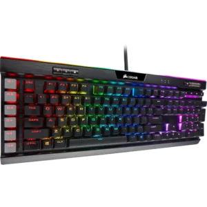 angled view of corsair k95 rgb platinum xt mechanical keyboard