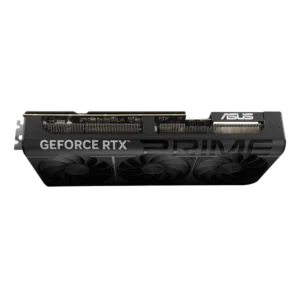 Top edge view of the ASUS Prime RTX 5070 Ti featuring bold GeForce RTX text and exposed heatsink fins.