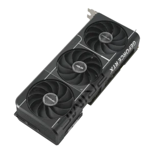 Direct top-down view of the three Axial-tech fans on the ASUS Prime RTX 5070 Ti graphics card.