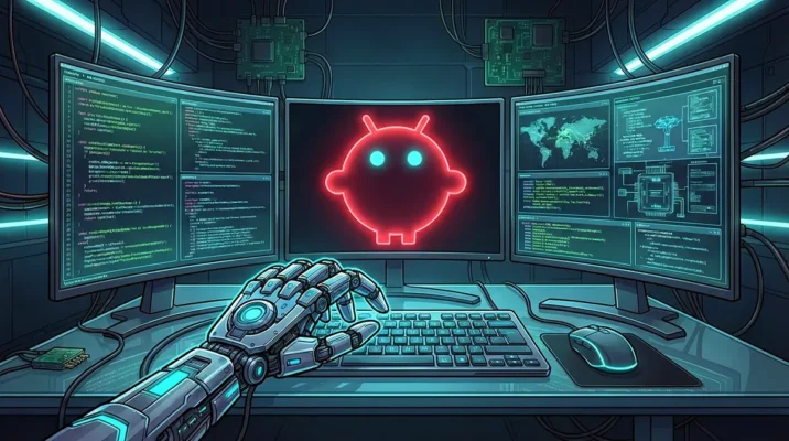 Illustration of Clawdbot open source AI agent running locally on a Mac Mini and connecting to WhatsApp.