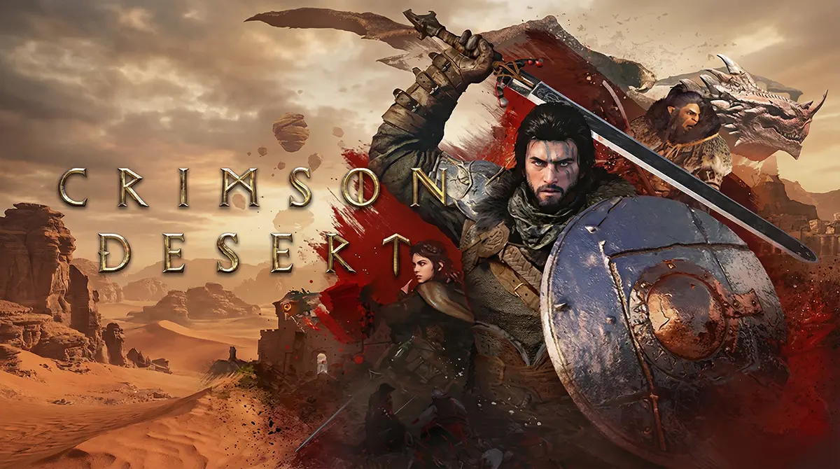 Crimson Desert official key art featuring Kliff and the 2026 release date announcement.