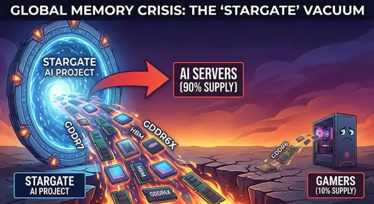 Global memory crisis chart showing AI vs gaming GPU supply shortage