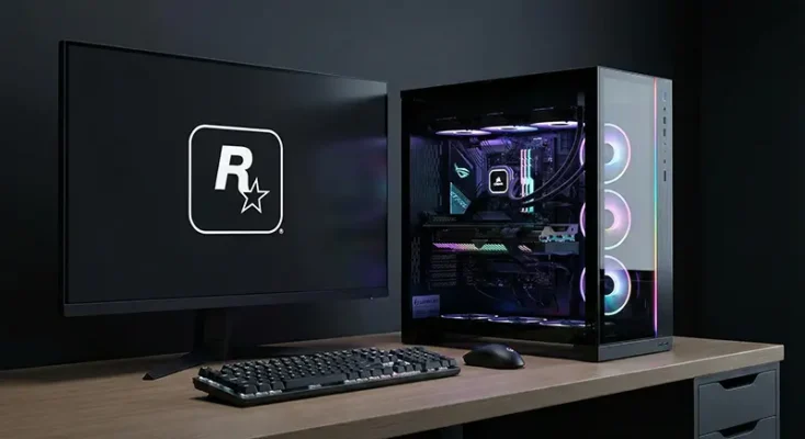 High-performance gaming PC setup representing GTA 6 system requirements and PC release optimization