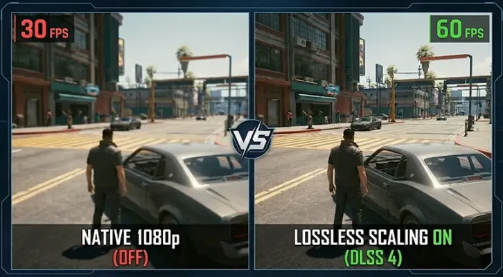 GTA VI gameplay 1080p performance test with Lossless Scaling tool