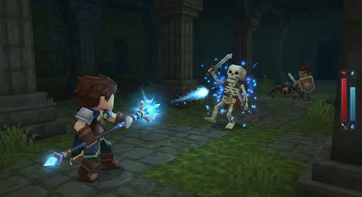 Hytale gameplay combat mechanics showing shield blocking and RPG role playing game elements