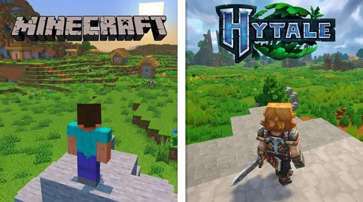 Hytale graphics comparison showing high definition lighting distinct from games like Minecraft