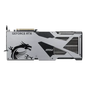 Direct top-down view of the MSI GeForce RTX 5090 Vanguard SOC backplate showing the 