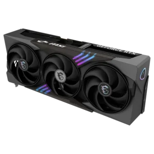 Top-down view of the MSI RTX 5090 Gaming Trio OC revealing the density of the heatsink fins and heat pipes.