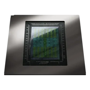 Close-up detailed view of the NVIDIA Blackwell GB202 GPU silicon die.