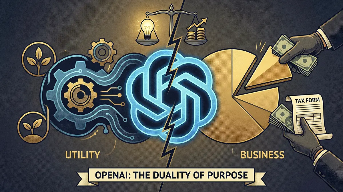 Concept art illustrating the OpenAI Success Tax showing a shift from utility tokens to equity sharing in 2026.