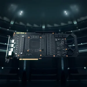 Exploded technical view of the ROG Astral LC RTX 5090 PCB, revealing the central NVIDIA Blackwell GPU die, surrounding 32GB GDDR7 memory modules, and robust VRM phases.