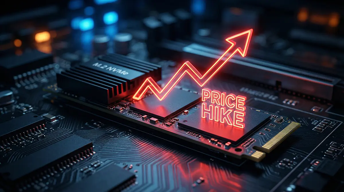 SSD Price crisis 2026 graphic showing rising storage costs for Gaming PCs due to shortage