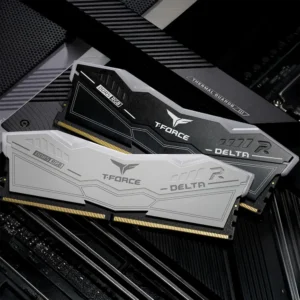 Side-by-side comparison of TeamGroup Delta RGB DDR5 White and Black versions.