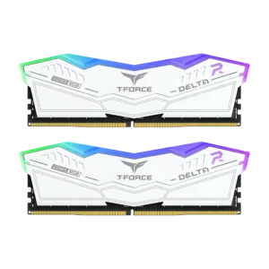 RAM Price Pakistan 2025 Shock: Why The "Stargate" Crisis Will Explode Costs 12 Front view of TeamGroup Delta RGB DDR5 White 32GB (2x16GB) memory kit showing geometric heat spreader.