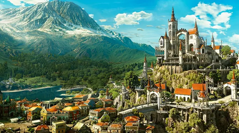 Breathtaking Beauclair palace and Toussaint landscape from The Witcher 3 Blood and Wine DLC.