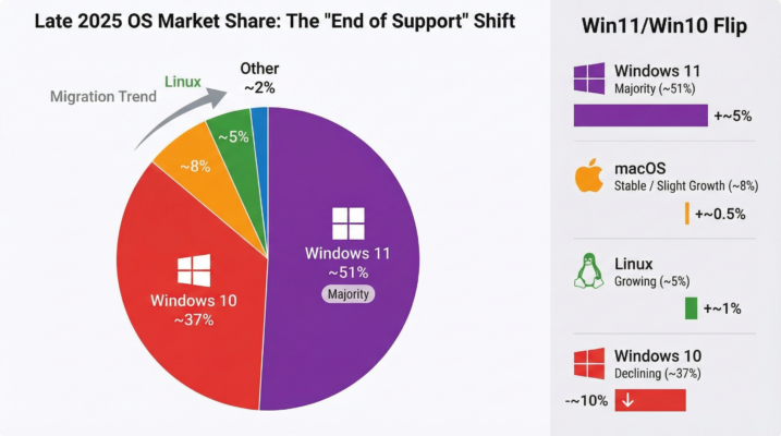 Graphic illustrating the end of Windows 10 support driving users to Linux operating systems