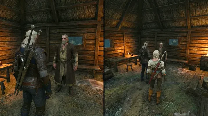 In-game interface of Witcher 3 Online showing the chat system and synchronized story mode questing for friends.