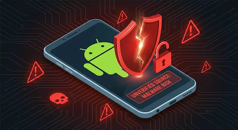 Unsafe APK download warning and malware risk on Android phone