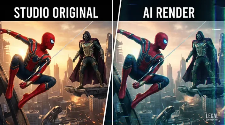 A side-by-side comparison image showing original Disney character footage on the left and nearly identical high-quality AI video renders from Seedance 2.0 on the right.