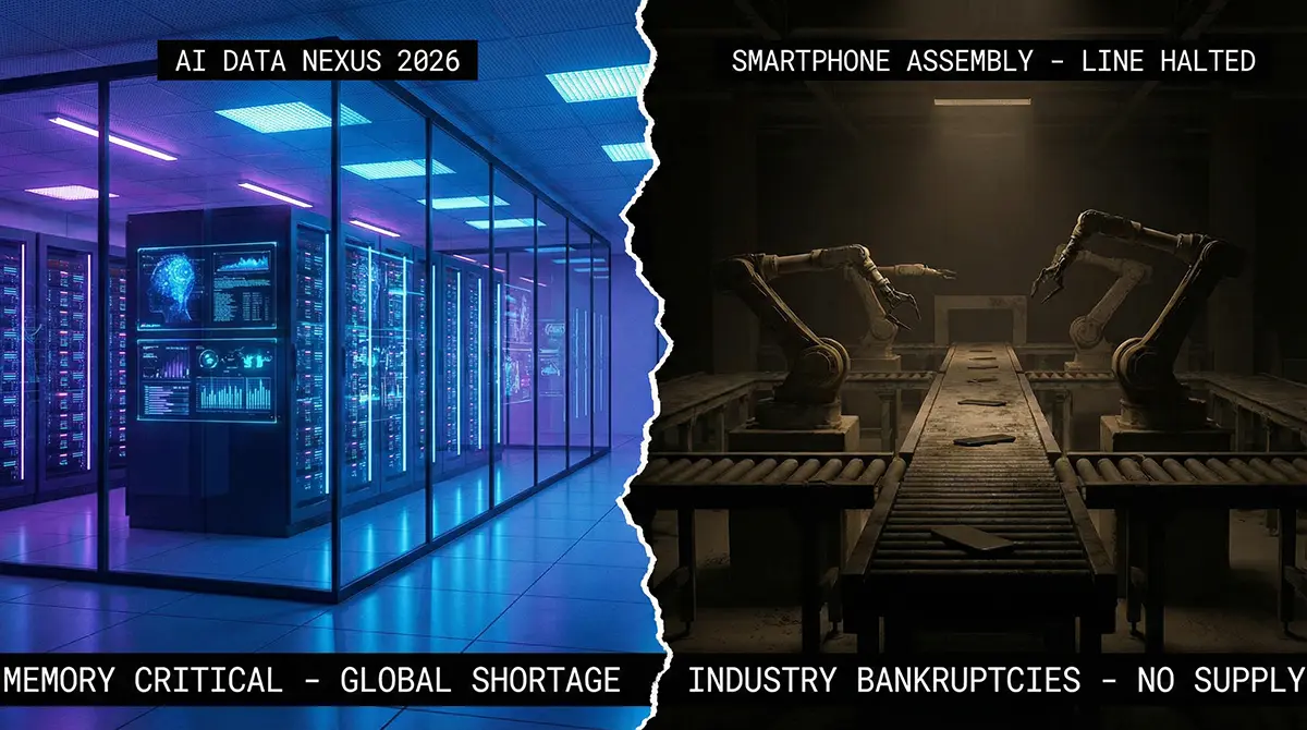 AI memory crisis causing tech industry bankruptcies and smartphone shortages in 2026.