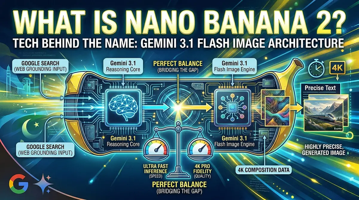 Diagram explaining the Gemini 3.1 Flash Image architecture, showing how it balances ultra-fast inference speed with 4K pro fidelity.