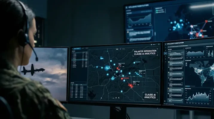 Palantir integration utilizing Claude AI for military intelligence gathering and kinetic operations.