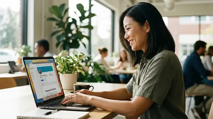 A professional job seeker in Pakistan editing their resume and LinkedIn profile on a laptop to optimize for AI scanners and Applicant Tracking Systems (ATS).