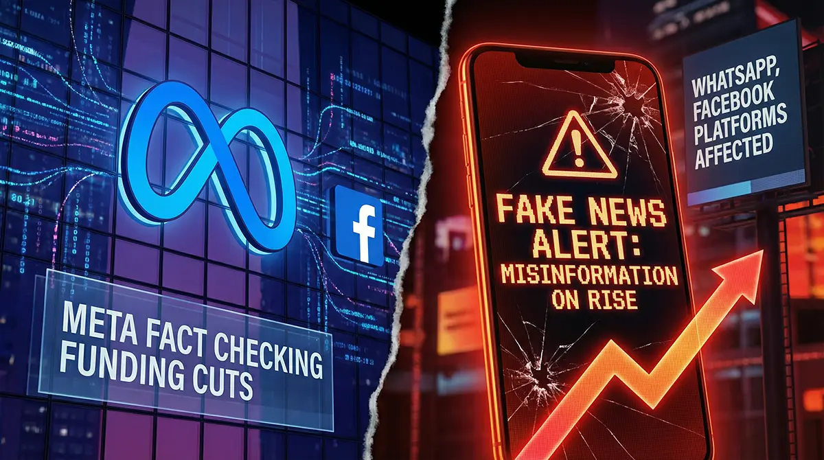 Meta fact checking funding cuts leading to a rise in fake news on Facebook and WhatsApp across India and Pakistan.