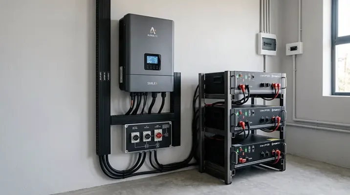 Sleek modern hybrid solar inverter and lithium-ion battery installation in a Pakistani home.