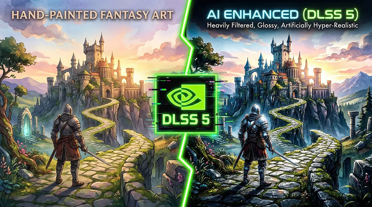 NVIDIA DLSS 5 AI Slop vs Original Art Comparison